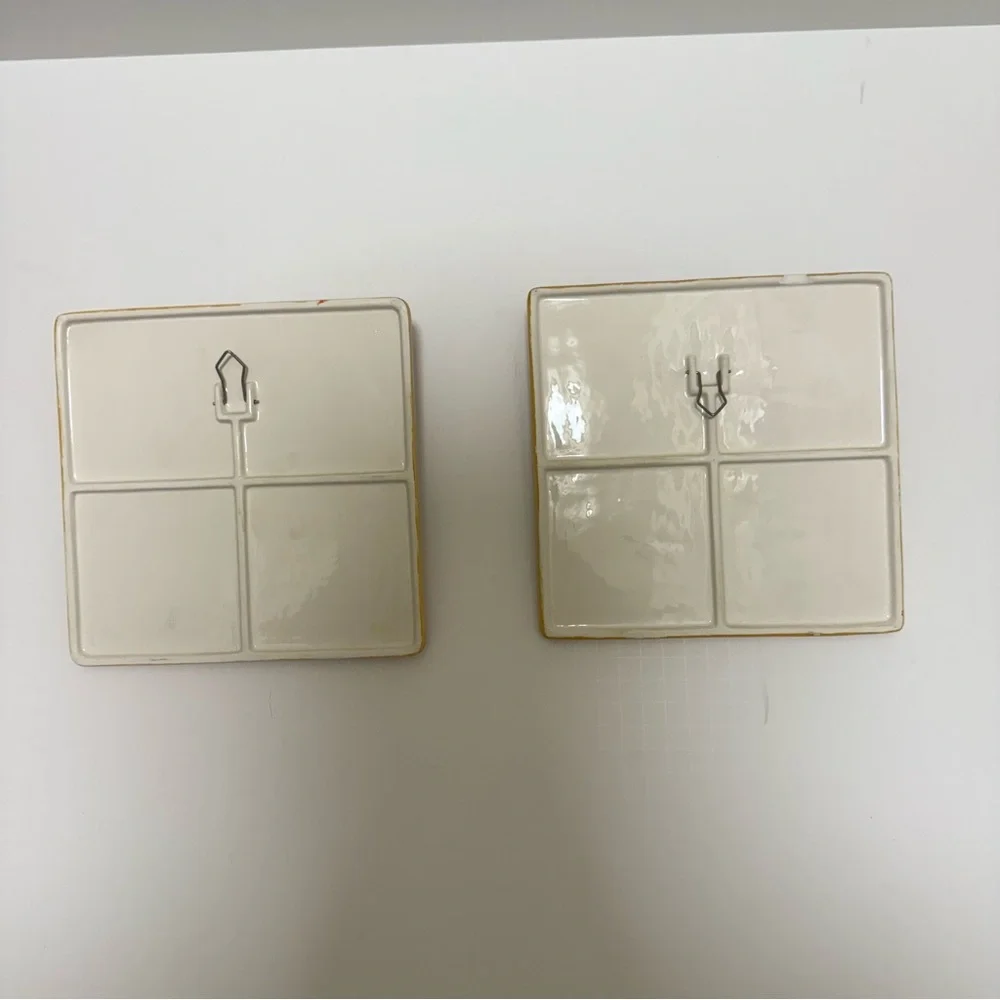 Vntg Porcelain Wall Decor Coffee Bistro Theme Set Of 2 Raised Design Mochaccina